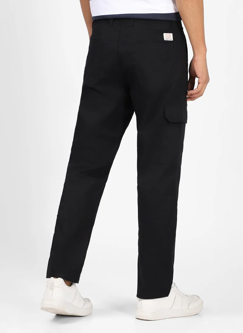 Urbano Fashion  Urbano Fashion Men's Black Regular Fit Solid Cargo Chino Pant With 6 Pockets for Men | Best Price UAE